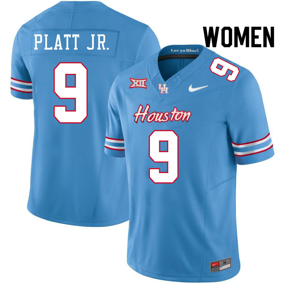 Women #9 Corey Platt Jr. Houston Cougars College Football Jerseys Stitched-Oilers